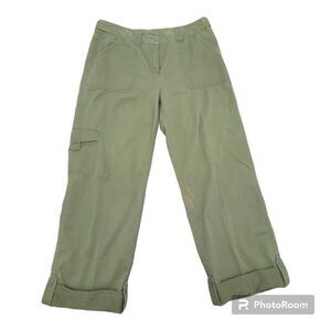 Jones New York Sport Cargo Pants Olive Green Adjustable Hem Cotton Size 8